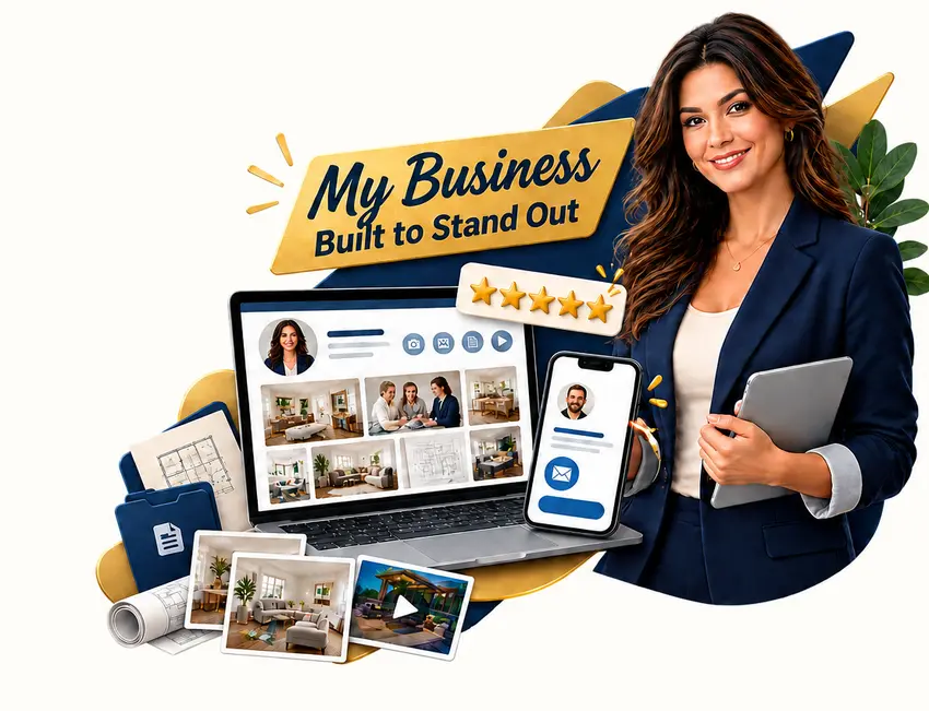 A professional presenting customer reviews, business inquiries, documents and an expanded online portfolio